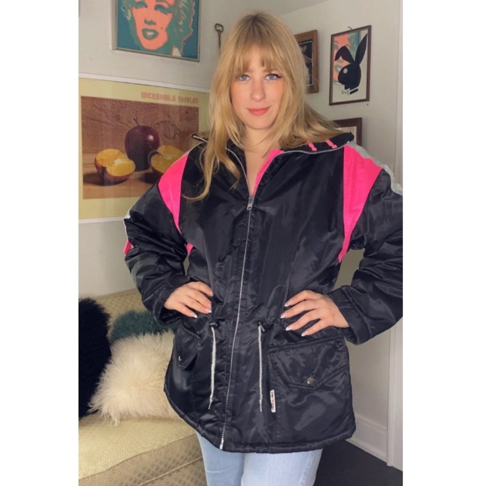 Vintage Montreal Sportswear Midnight Blue Ski Jacket with Neon Pink - Canada - L